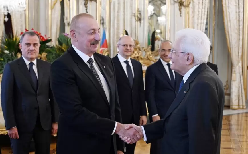 President Ilham Aliyev has working lunch with President of Italy in Rome